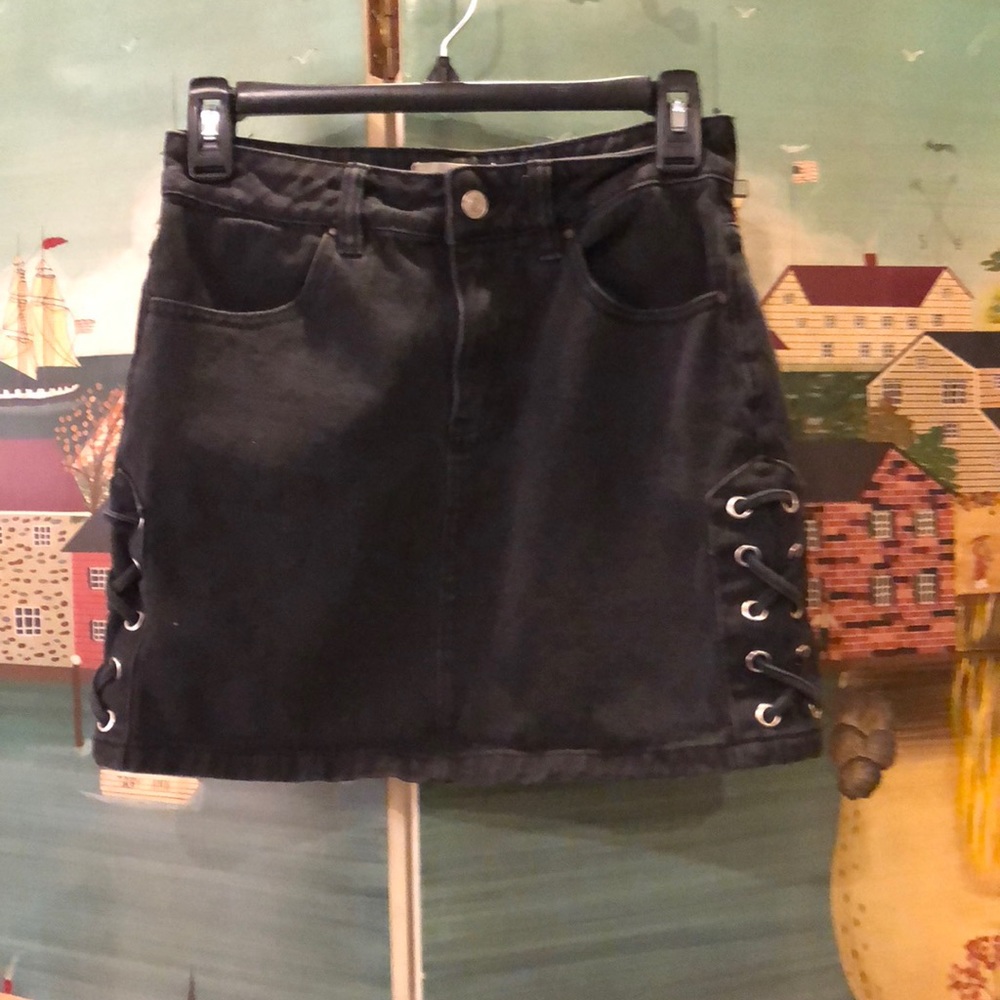 Pacsun lace up side denim mini skirt